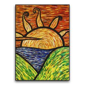 Colorful Abstract Sunset Framed Wall Art